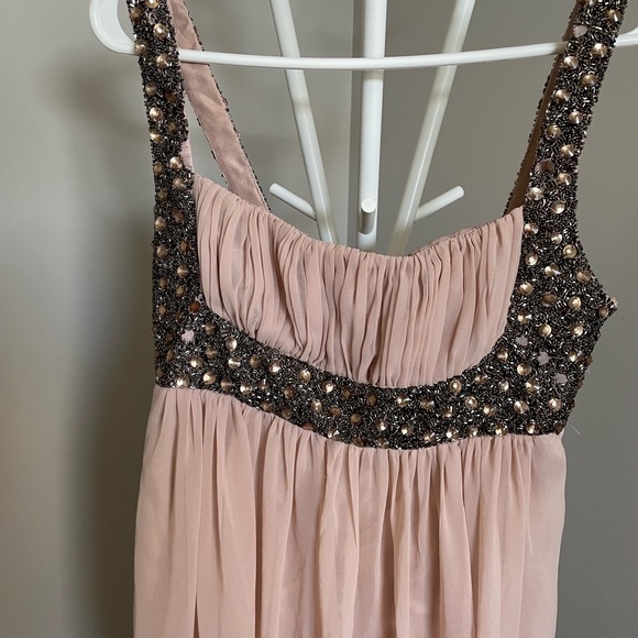 Long blush pink dress with brown and golden sequins - Picture 3 of 4